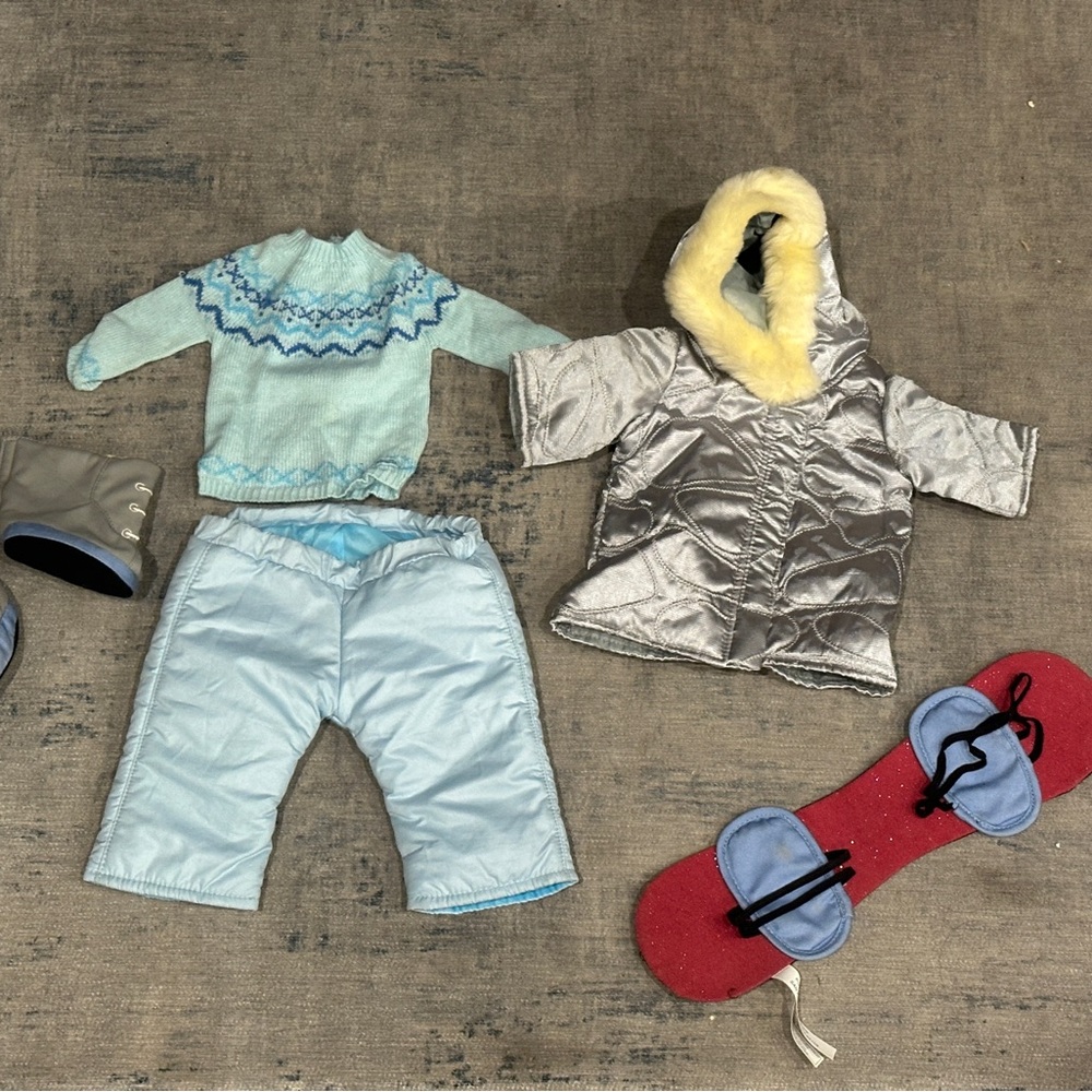 American Girl Winter Outfit Set with Snowboard